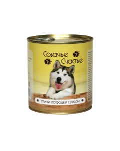 Влажный корм для собак с птичьими потрошками и рисом 12 шт по 750 г Собачье счастье