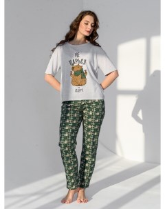 Жен пижама с брюками Капибара Зеленый р 50 Оптима трикотаж