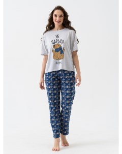 Жен пижама с брюками Капибара Синий р 50 Оптима трикотаж