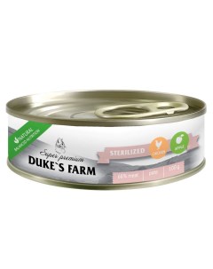 Корм для кошек для стерилизованных паштет курица яблоко банка 100г Duke's farm