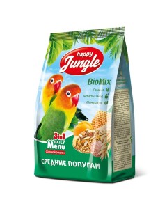 Корм для птиц для средних попугаев 500г Happy jungle