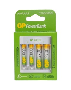 AA AAA Аккумуляторная батарейка Зарядное устройство PowerBank Е411 4 шт 2700мAч Gp
