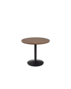 Esilda Круглый стол с меламиновой отделкой под орех и черной металлической ножкой La forma (ex julia grup)