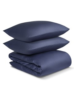 Комплект постельного белья из сатина темно синего цвета из коллекции Essential Tkano