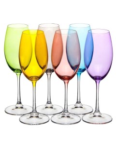 Набор из 6 бокалов для вина 300 мл MILVUS Color mix цветная чаша Crystalite bohemia