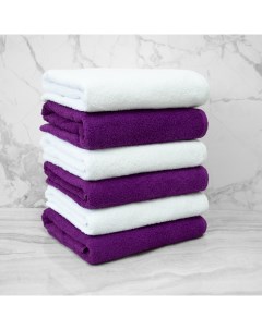 Набор из 6 полотенец Venera цвет белый фиолетовый 50х80 см 6 шт Eleganta
