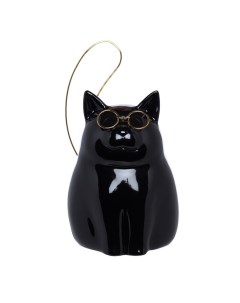 Копилка Cat Черная кошка в очках 16 см фарфор Р металл Kuchenland