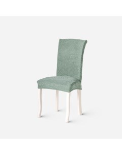 Чехол на стул со спинкой 10453 ткань Leaves Серо Зеленый 1 шт Luxalto