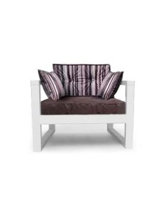Диван кресло одноместный DEmoku Оксфорд Д 1 ОПК Б полоса коричневый белый Мебель в стиле лофт