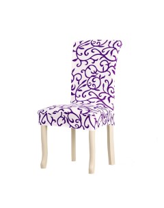 Чехол для стула со спинкой Jersey бело фиолетовый на резинке 1шт 10401 Luxalto