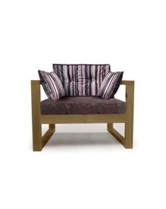 Диван кресло одноместный DEmoku Оксфорд Д 1 ОПК С полоса коричневый холодный серый Мебель в стиле лофт