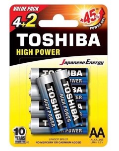 Батарейка Lr6 Щелочная Alkaline High Power Aa 1 5v 6 Шт Блистер арт LR6GCPBP6 Toshiba