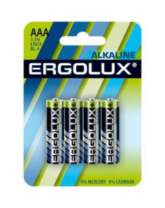 Батарейка алкалиновая LR03 AAA 1 5V упаковка 4 шт LR03BL 4 4шт Ergolux