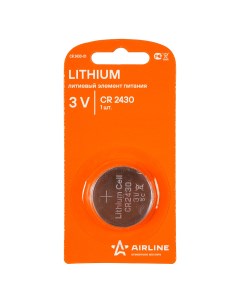 Батарейка литиевая Lithium CR2430 3V упаковка 1 шт CR2430 01 Airline