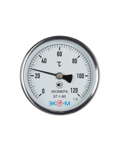 Биметаллический термометр ЭКОМЕРА БТ 1 80 0 120C L 40 БТ 1 80 120С L40 Эко-м