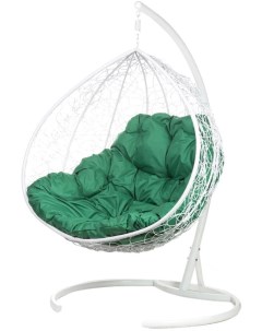 Подвесное кресло белое Gemini Promo зеленая подушка Bigarden