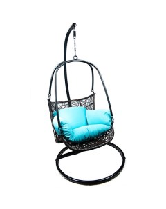 Подвесное кресло черное E8012 Малибу голубая подушка Foodatlas
