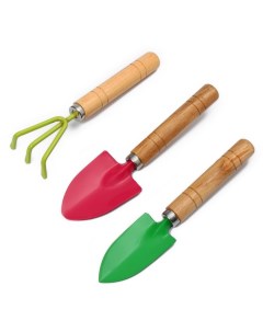 Набор садового инструмента 3 предмета рыхлитель совок грабли длина 20 см Greengo