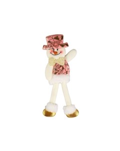 Елочная игрушка Снеговик в блестящем костюмчике 1 шт белый розовый Зимнее волшебство