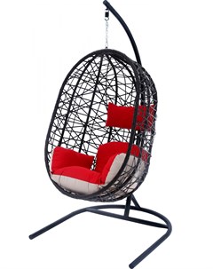 Подвесное кресло черное Кокон XL D52 МТ003 красная подушка Garden story
