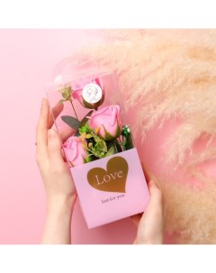 Мыльные розы в коробке розовые набор 3 шт Secret beauty