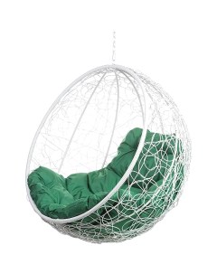 Подвесное кресло белое Kokos зеленая подушка Bigarden