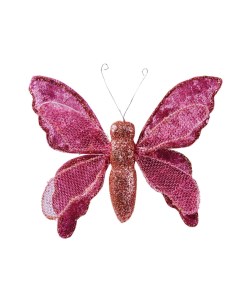Елочная игрушка бабочка адель 11955496 01 16 см розовый 1 шт Due esse christmas