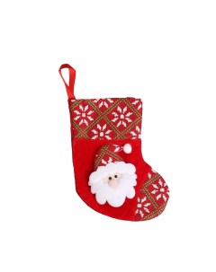 Носок для подарков Дед Мороз в колпаке 13х17 см красный Зимнее волшебство