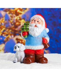 Статуэтка Дед Мороз с елкой с блестками 37 см Хорошие сувениры