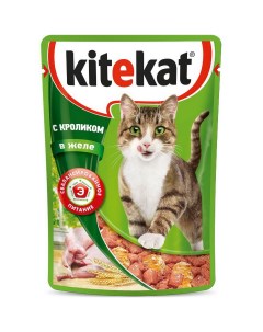 Влажный корм для кошек с кроликом в желе 24шт по 85г Kitekat