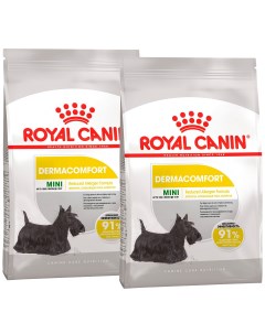 Сухой корм для собак Mini Dermacomfort при аллергии 2шт по 1 кг Royal canin