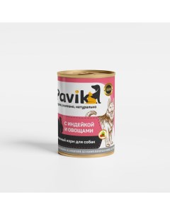 Консервы для собак с индейкой и овощами 6шт по 330г Pavik