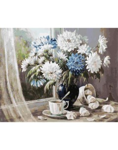 Картина по номерам Хризантемы цветы запоздалые 40x50 Белоснежка