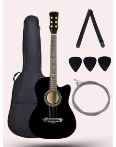 Акустическая гитара JD3810 BK комплект медиаторы чехол ремень Jordani