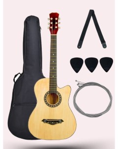 Акустическая гитара JD3810 N бежевый комплект медиаторы чехол ремень Jordani
