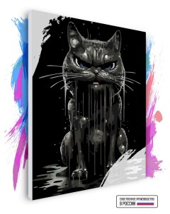 Картина по номерам на холсте Metal cat black 90 х 120 см Красиво красим