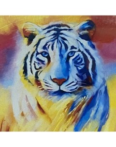 Алмазная мозаика JS25439 бело радужный тигр на подрамнике 20х30 Nobrand