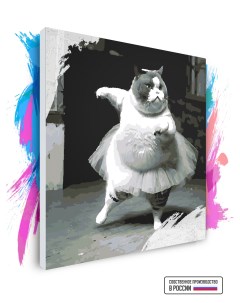 Картина по номерам на холсте Кошка балерина 50 х 50 см Красиво красим