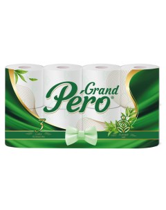 Бумага туалетная Зеленый чай 3 слоя 8 рулона Péro