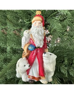 Елочное украшение Дед мороз с совой и медведями 15х10 см Komozja