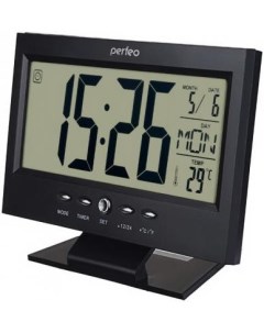 Часы будильник Set чёрный PF S2618 время температура дата Perfeo
