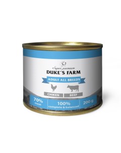 Корм для собак Паштет из курицы с говяжьими потрошками банка 200г Duke's farm