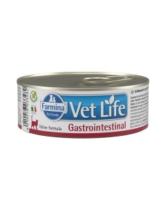 Корм для кошек Vet Life Gastrointestinal при заболеваниях ЖКТ паштет банка 85г Farmina