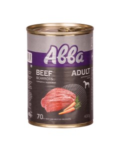 Adult Консервы для собак всех пород с говядиной и морковью 400 гр Avva