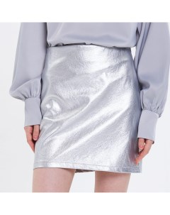Серебряная юбка мини из эко кожи Mollis