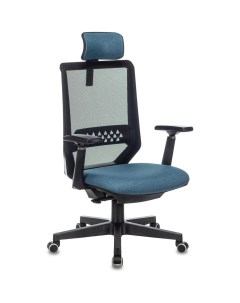 Кресло руководителя Бюрократ EXPERT черный TW 01 сиденье синий 38 415 сетка ткань с подголов крестов Buro