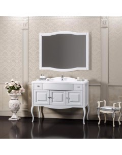 Мебель для ванной Лаура 100 белая без патины с мраморной столешницей Opadiris