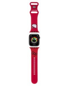 Ремешок для Apple Watch 41 40 38 mm с принтом Kitty Head красный Hello kitty