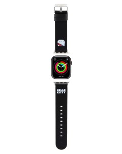 Ремешок для Apple Watch 41 40 38 mm из экокожи черный Hello kitty
