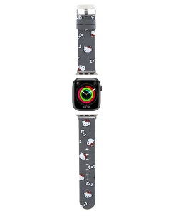 Ремешок для Apple Watch 41 40 38 mm из экокожи серебристый Hello kitty